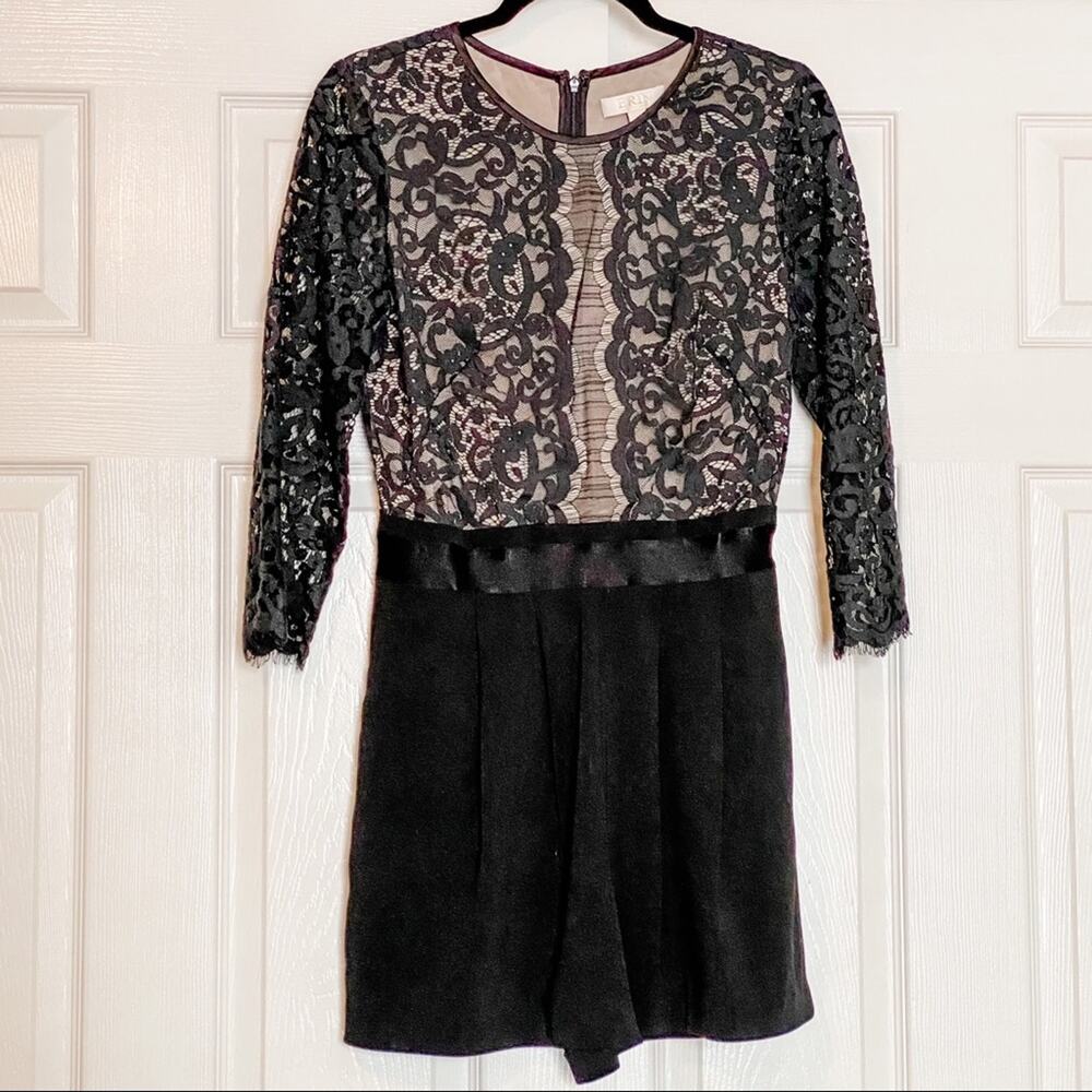 ERIN FETHERSTON Gorgeous Black Lace Romper